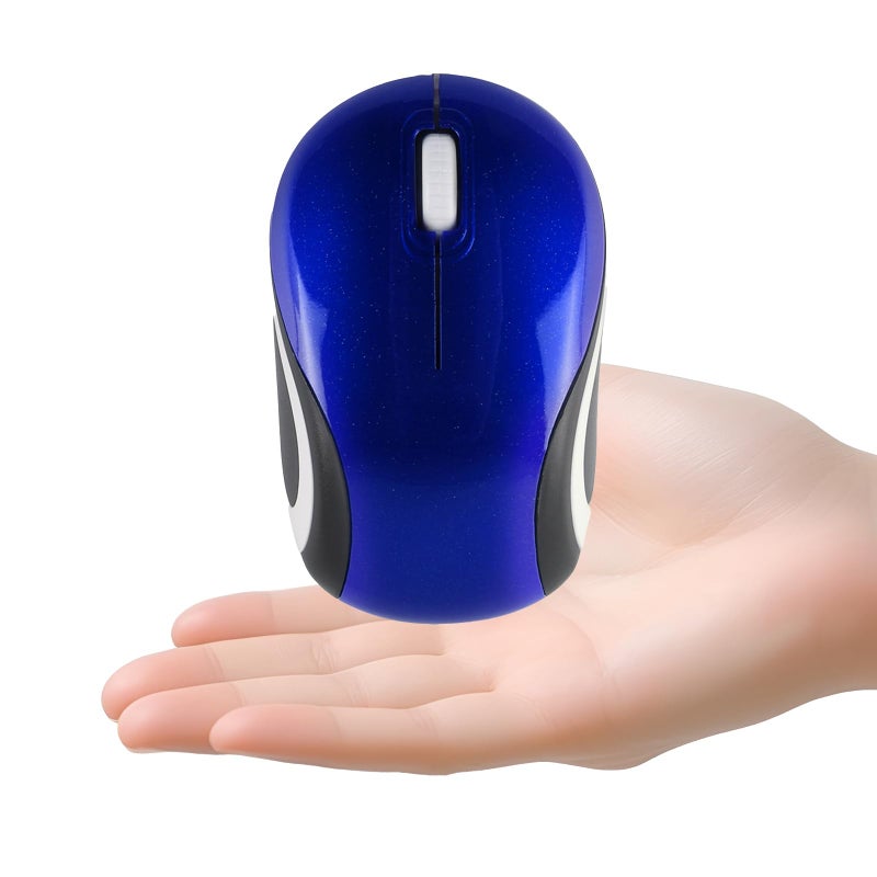 elec Space Mini Small Wireless Mouse for Travel Optical Portable Mini Cordless Mice with USB Receiver for PC Laptop Computer (Blue) - Image 1